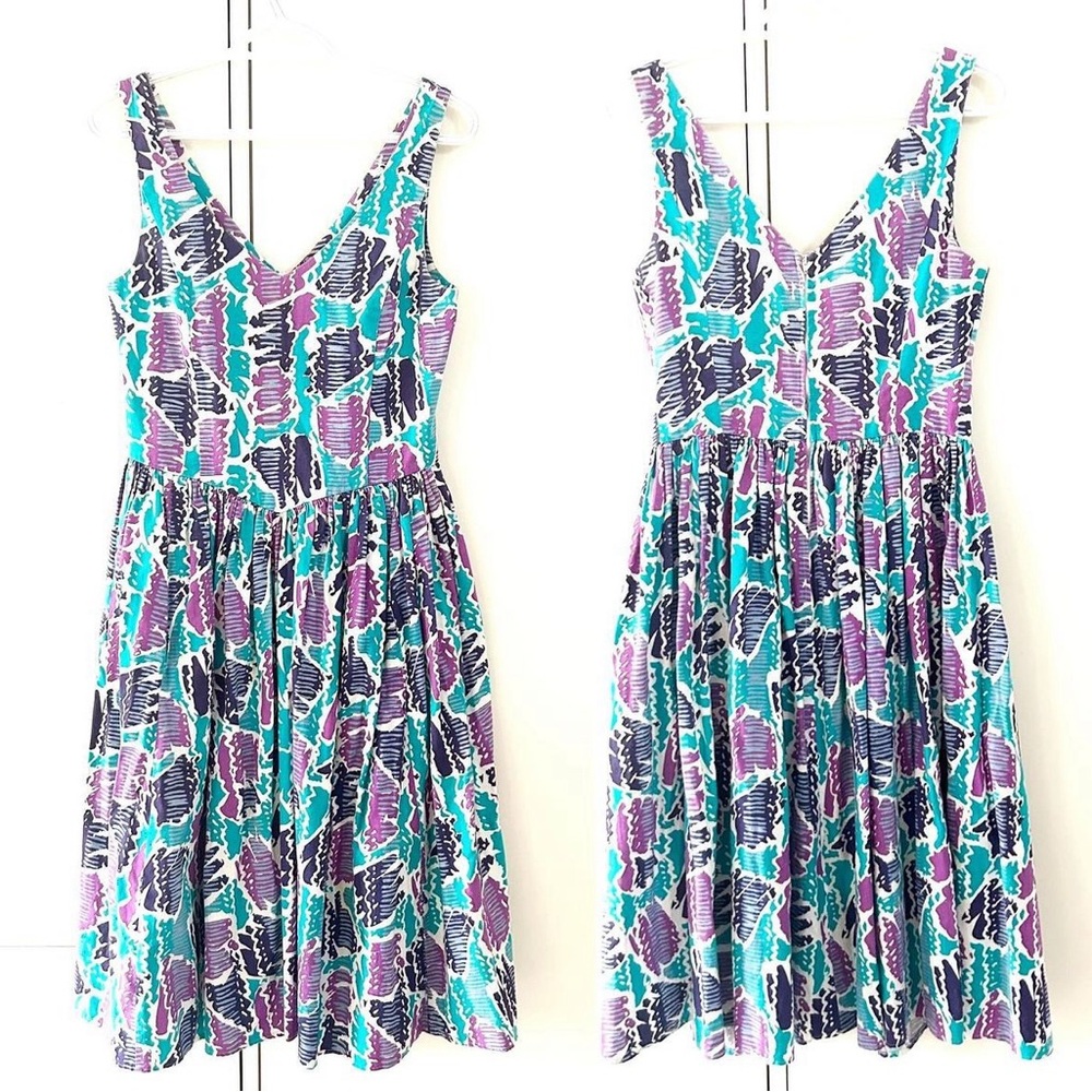 Vintage 90s cotton midi drop waist dress